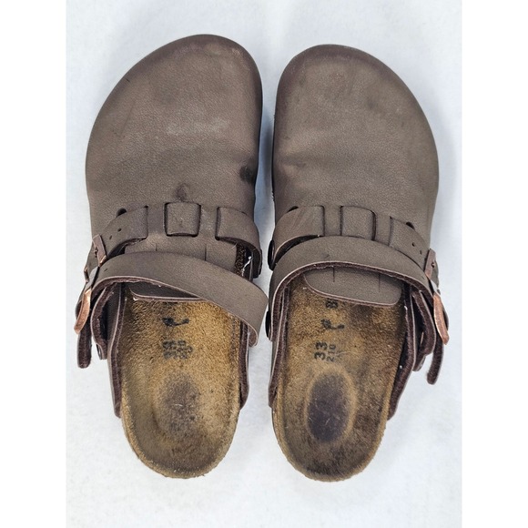 Birkenstock Boston Clogs Brown Leather Buckle Comfort Shoes Size 33 210 - Picture 2 of 6